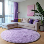 ONASAR Light Purple Round Area Rugs 5ft, Soft Bedroom Circle Rug Floor Mats - Image 3