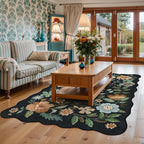 Lahome Floral Rugs for Living Room, 5x7 Area Rugs Ultra-Thin Soft Washable Rug - Image 2