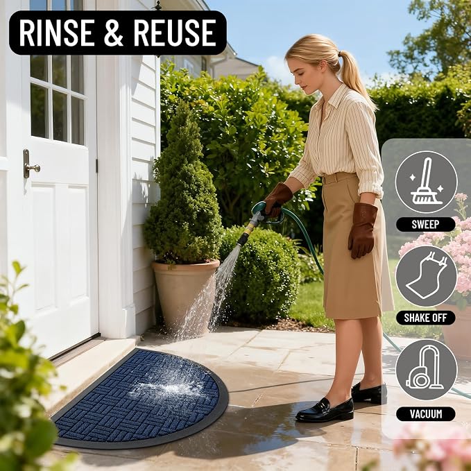 OLANLY Half Circle Door Mat Outside Entrance 29.5x17, Heavy Duty Sturdy Natural - Image 7