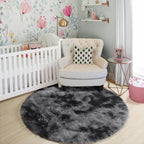 Amdrebio Tie-Dyed Dark Grey Round Rug 4Ft - Image 8
