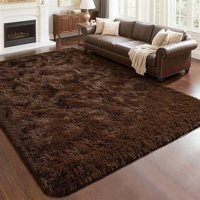 Andecor Shag Area Rug for Living Room, 8 x 10 Feet Coffee Soft Fluffy Indoor - Image 7