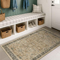 Boho Natural Earthy 3x5 Entryway Rug, Washable Mudroom Area Rug, Modern Vintage by HazoHaus