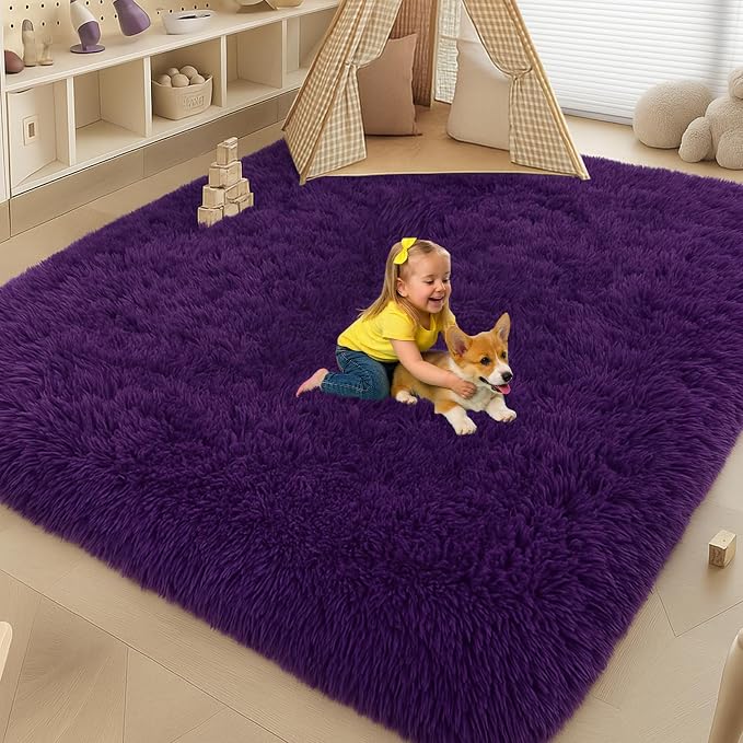 5x7 Plush Fluffy Area Rugs, Large Soft Carpet, Upgraded Non-Slip Rectangular Rug - Image 5