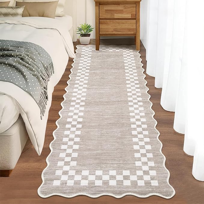 GarveeHome Hallway Runner Rug 2x6 Non Slip Scalloped Washable Rug by GarveeHome