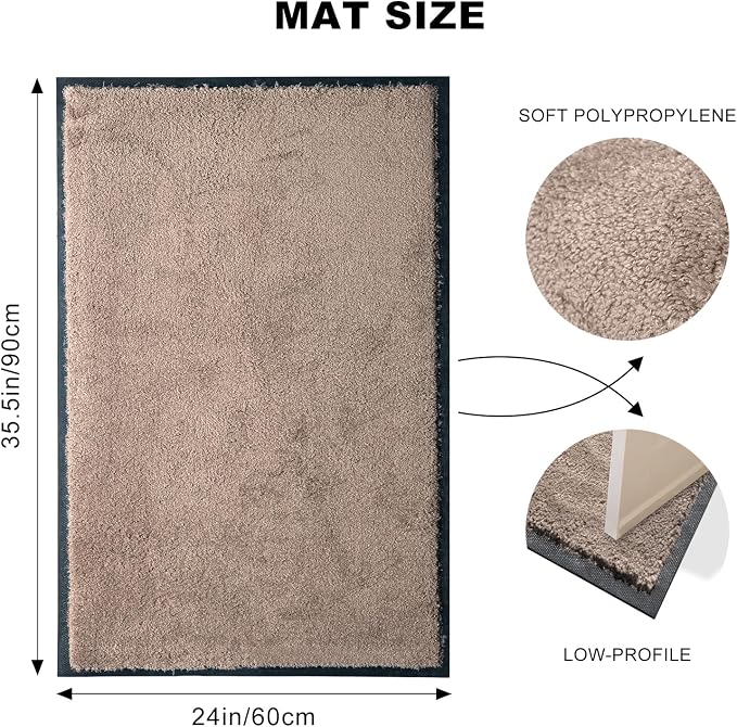 Mibao Front Door Mat Indoor Entrance, 29.5" x 17", Dirt Trapper Welcome Mat - Image 2