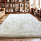 KICHOWUA Thick Area Rug 6x9 Cream White Fluffy Shag by KICHOWUA