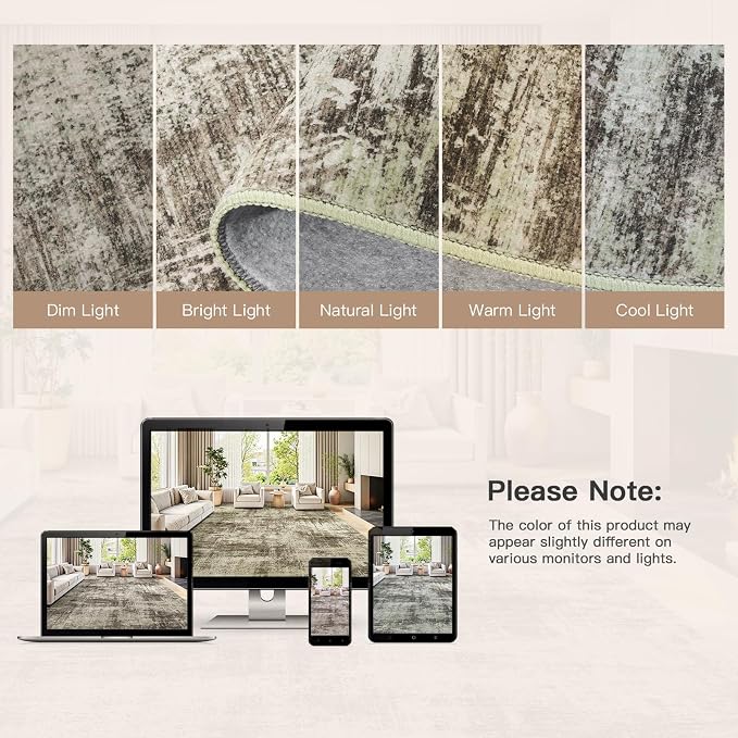 Lofus 9x12 Area Rug for Living Room, Neutral Modern Washable Carpet for Bedroom - Image 7
