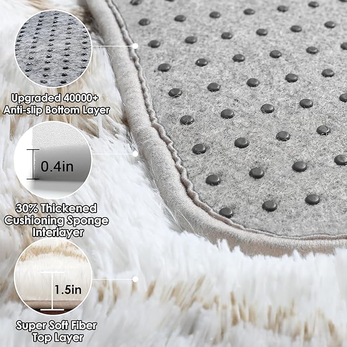 ONASAR Large Living Room Area Rug 6x9, Soft Fuzzy Shaggy Plush Fluffy Moroccan - Image 4