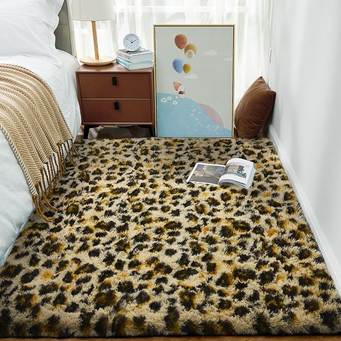 Ophanie Leopard Rugs for Bedroom Living Room, Cheetah Print Rug Fluffy Shag - Image 3