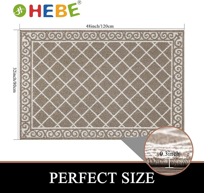 HEBE Indoor Door Mat 32"x48" Non Slip, Washable Welcome Mats - Image 2