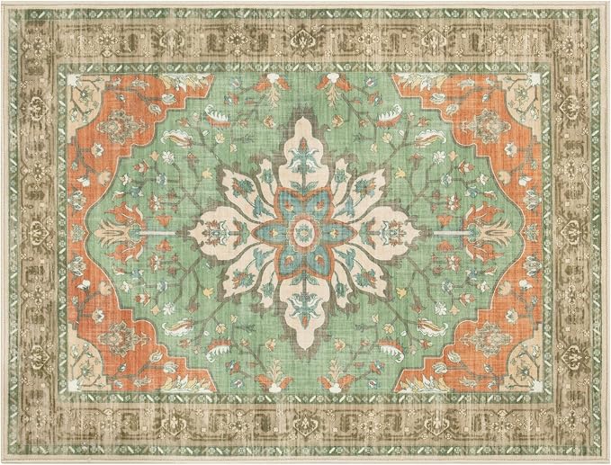 Washable 2x3 Entry Rug, Floral Vintage Design Area Rug, Non Slip Laundry Room - Image 8