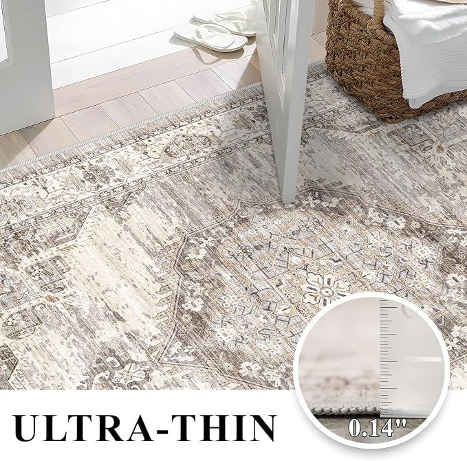Washable Area Rugs 2x3 Entryway: Soft Ultra Thin Low Pile Mat Machine Washable - Image 3