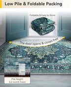 RELEANY Area Rugs 7'x10' Washable Non-Slip, Floral Vintage Distress Medallion - Image 4
