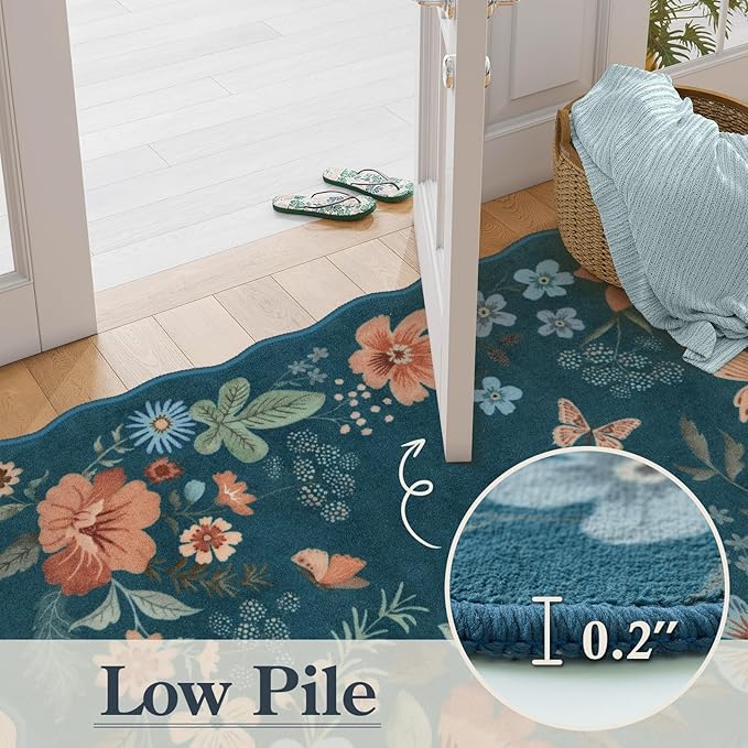 Lahome Floral Washable Area Rug, Ultra-Thin Soft Non-Slip Stain Resistant - Image 5