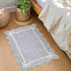GarveeHome Scalloped Bow Rug for Kitchen Floor, Solid Grey Rug for Dorm - Image 2