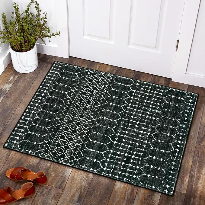 Lahome Moroccan Entry Rug 2x3, Non-Slip Washable Front Indoor Door Mat Rubber by Lahome