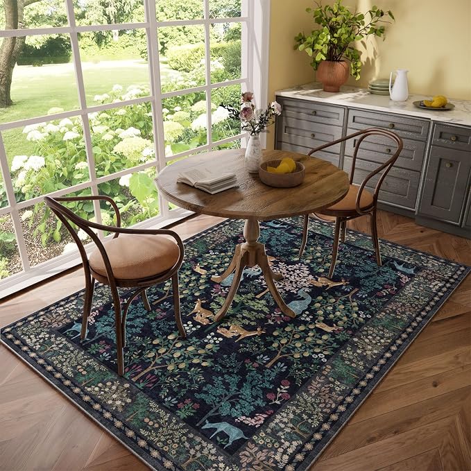 Washable Area Rugs for Living Room: 5x7 Bedroom Rug Vintage Area Rug Stain - Image 6