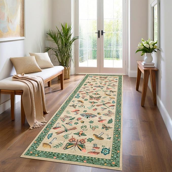 Mushroom Insect 2x6 Runner Rug for Hallway Washable Kitchen Rugs Non Slip - Image 3