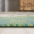 JONATHAN Y Floral Textured Weave Indoor Outdoor Round Area Rug 6 Ft Cream/Green - Image 5