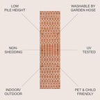 JONATHAN Y Moroccan Geometric Indoor Outdoor Runner Rug 2X8 Orange/Cream - Image 2