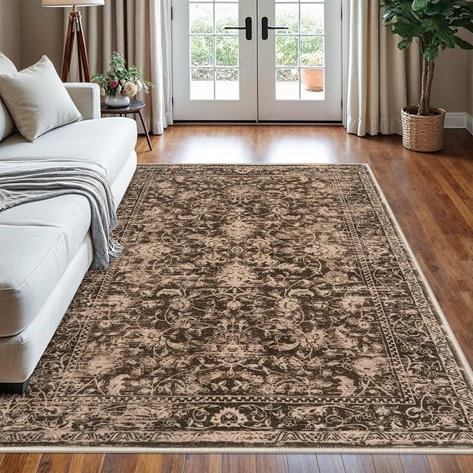 KILOCOCO Area Rug 5x7 Living Room Rug Washable Printed Vintage Floral Non Slip by Kilococo