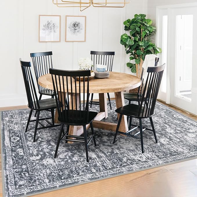 KILOCOCO Area Rug 5x7 Living Room Rug Washable Printed Vintage Floral Non Slip - Image 3