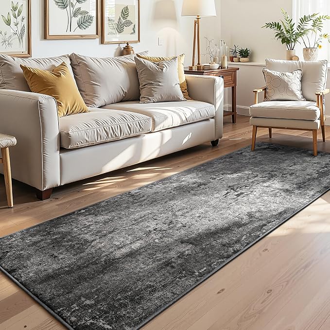 3x7 Black Rug Runners for Hallways Kitchen Runner Rug Non Slip Washable Black - Image 2