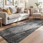 3x8 Black Rug Runners for Hallways Kitchen Runner Rug Non Slip Washable Black - Image 2