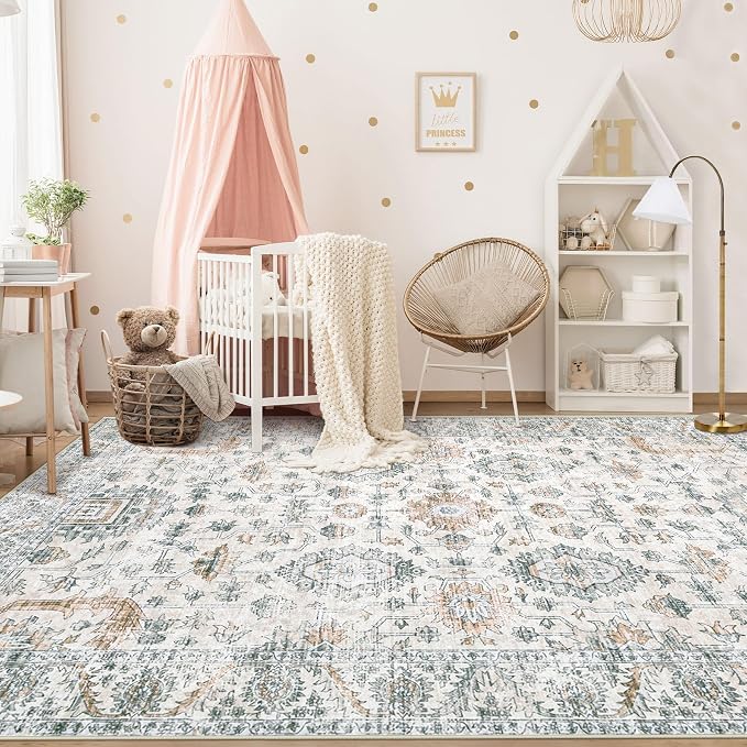 XLUEZ Area Rug 5x7 Living Room Rug, Machine Washable Vintage Distressed Boho - Image 3