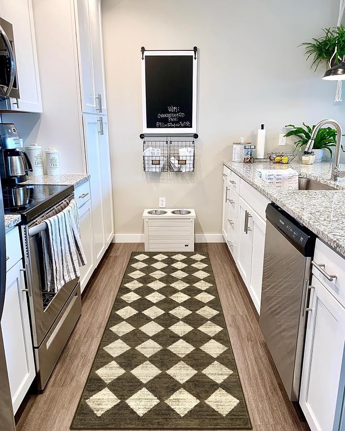 Lahome Zelie Washable Kitchen Runner Rug 2x6, Moroccan Trellis Non Skid Low - Image 3