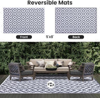 Smiry Waterproof Outdoor Rug 5x8 ft, Reversible Plastic Straw Patio Camping Rugs - Image 3
