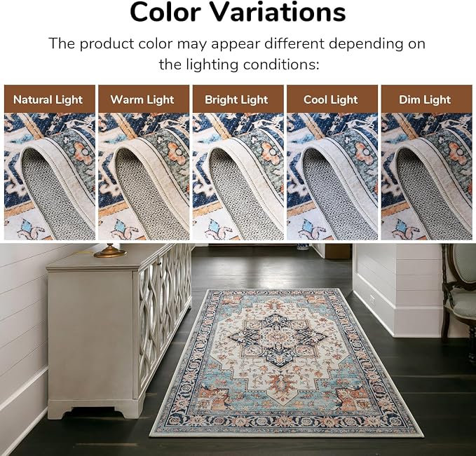 Lessymo 3x5 Washable Area Rugs for Living Room Bedroom Ktichen, Soft Boho - Image 7
