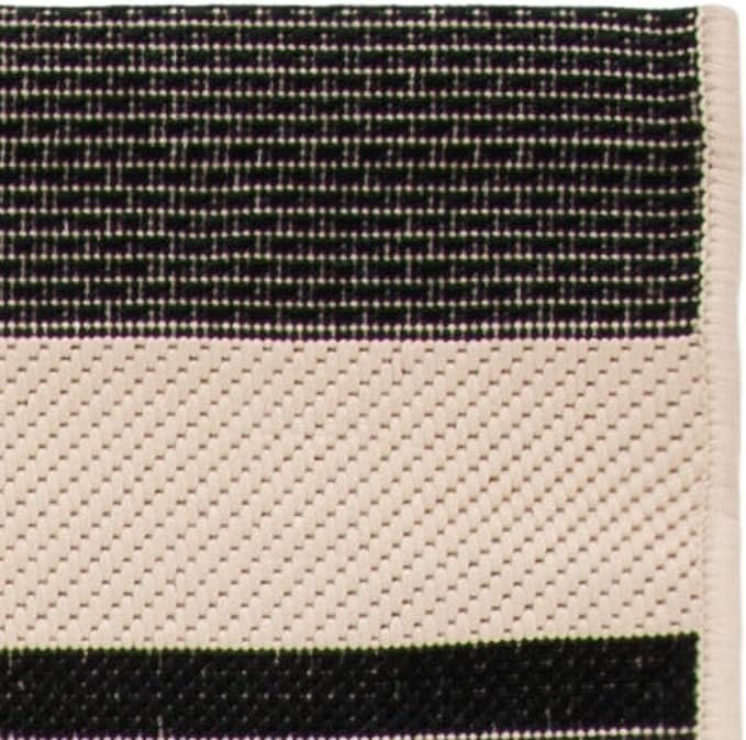 SAFAVIEH Courtyard Collection 2'3' x 10' Black/Bone CY6062 Stripe Indoor/ - Image 6