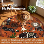 jinchan 5ft Cute Round Rug Kids Washable Fun Rug Terracotta Boho Jungle Indoor - Image 4