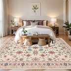 Rugxara Pink Rug for Living Room Bedroom, Floral 6x9 Washable Rug, Vintage Boho - Image 3