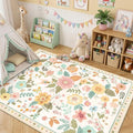 RELEANY Floral 4x6 Area Rugs Washable Print Boho Cute Carpet Non Slip Flower by RELEANY