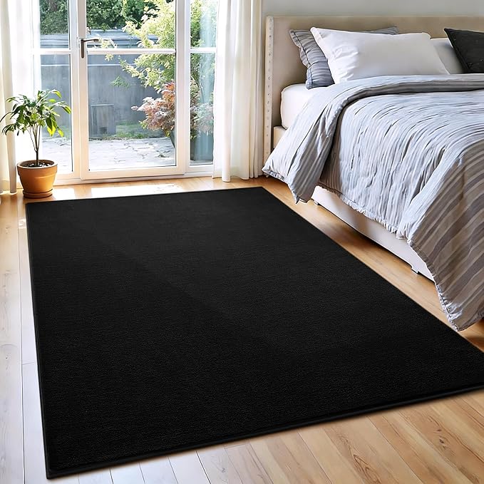 Vasofe Black Area Rugs for Living Room Bedroom, 4x6 Modern Thickened - Image 2