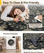 RELEANY Area Rugs Round 6ft Washable Non-Slip, Floral Vintage Distress - Image 5