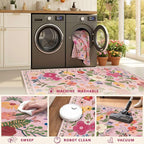 Latte&Fog Floral Entryway Area Rug, 2x3 Washable Pink Rugs - Image 8