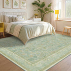 Large 8x10 Bedroom Area Rug, Washable Living Room Rugs, Floral and Botanical by Evyhood
