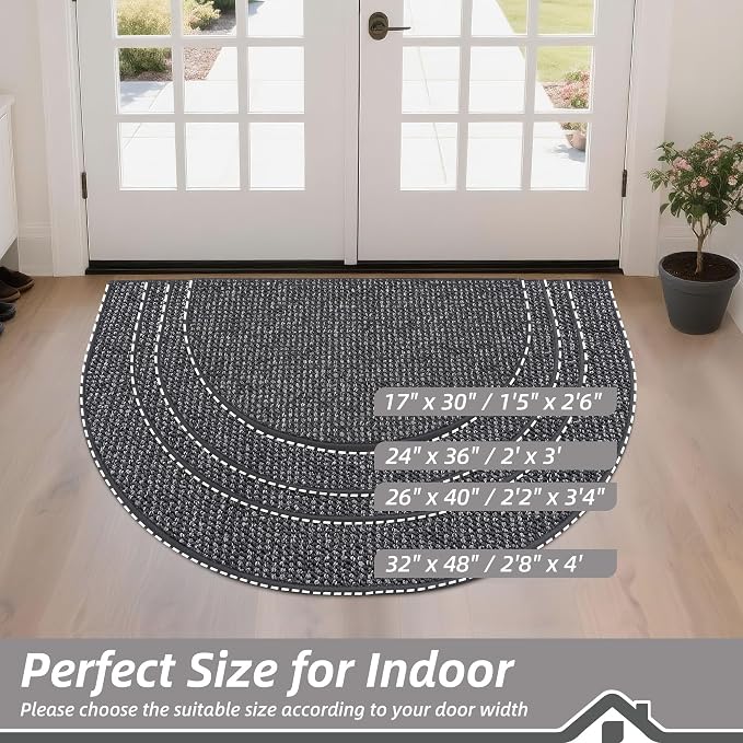 BEQHAUSE Dirt Trapper Door Mat 36" x 60" Half Circle Non Slip Washable Doormats - Image 3