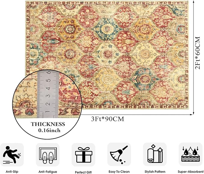 Lahome Moroccan Trellis Washable Rug, 2x3 Bathroom Rugs - Image 2