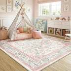CAPALOCA Machine Washable Rugs Nursery Rug Sq6ft Cute Girl Non Slip Low Pile - Image 9