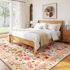 9x12 Area Rugs for Living Room Vacuum-Friendly Machine Washable Area Rug Flower - Image 8