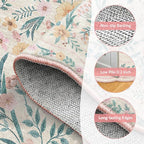 Pink Floral Rug 5X7 for Girls Bedroom or Nursery, Scalloped Washable Non-Slip - Image 6