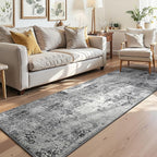 3x7 Grey Rug Runners for Hallways Kitchen Runner Rug Non Slip Washable Black - Image 2