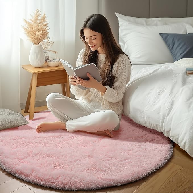 ONASAR Light Pink Round Area Rugs 5ft - Image 5