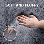 KICHOWUA Thick Area Rug 5x7 Grey Fluffy Shag - Image 3