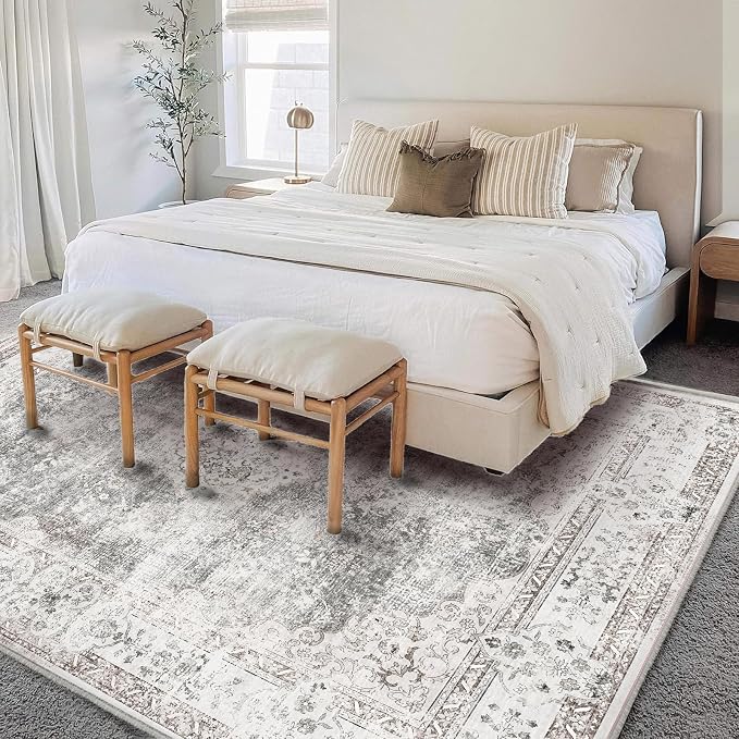 CHAMPLANT Washable Area Rug 3'x5' Vintage Traditional Floor Cover Foldable Thin - Image 2