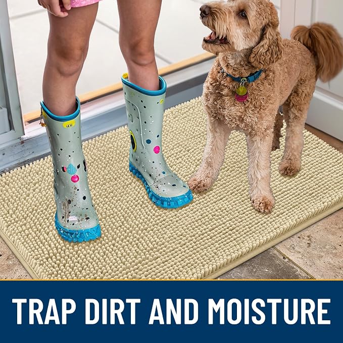 Smiry Dog Door Mat for Muddy Paws 30x20, Absorbent Dirt Trapper, Non-Slip - Image 3